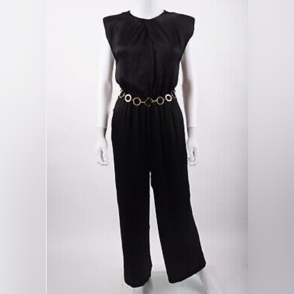 Zara Long Satin Effect Jumpsuit With Belt.. New With Tags. - Picture 2 of 7
